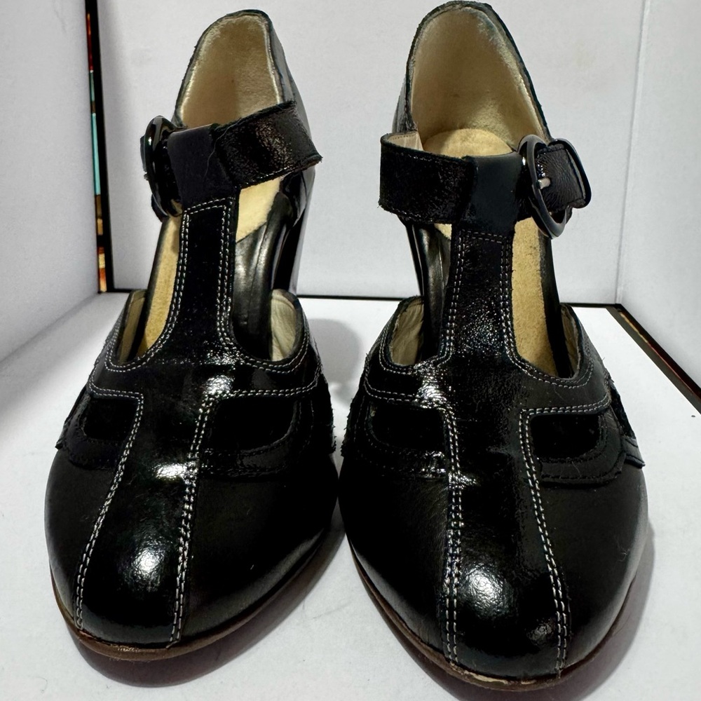 John Fluevog Black Heels with Buckle